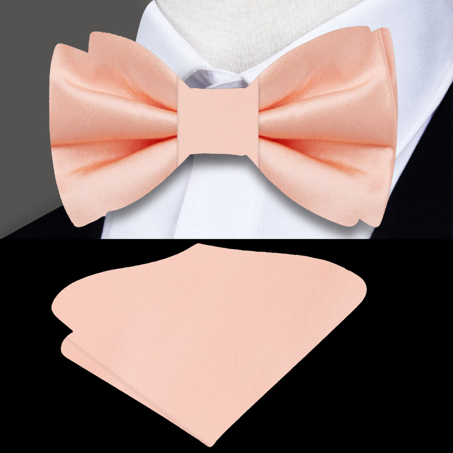 Solid Glossy Soap Orange Bow Tie and Pocket Square