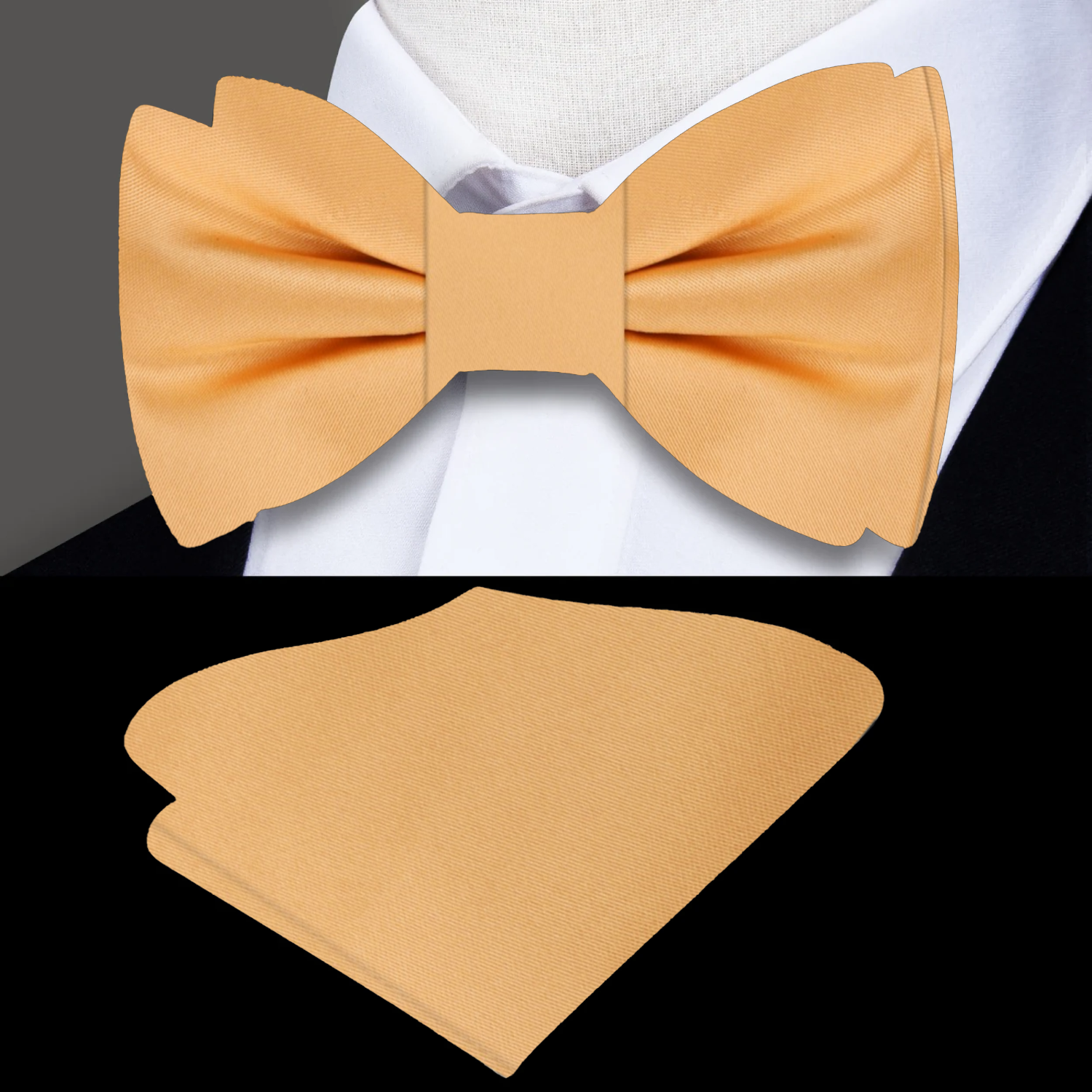 Soft Marigold Bow Tie and Pocket Square