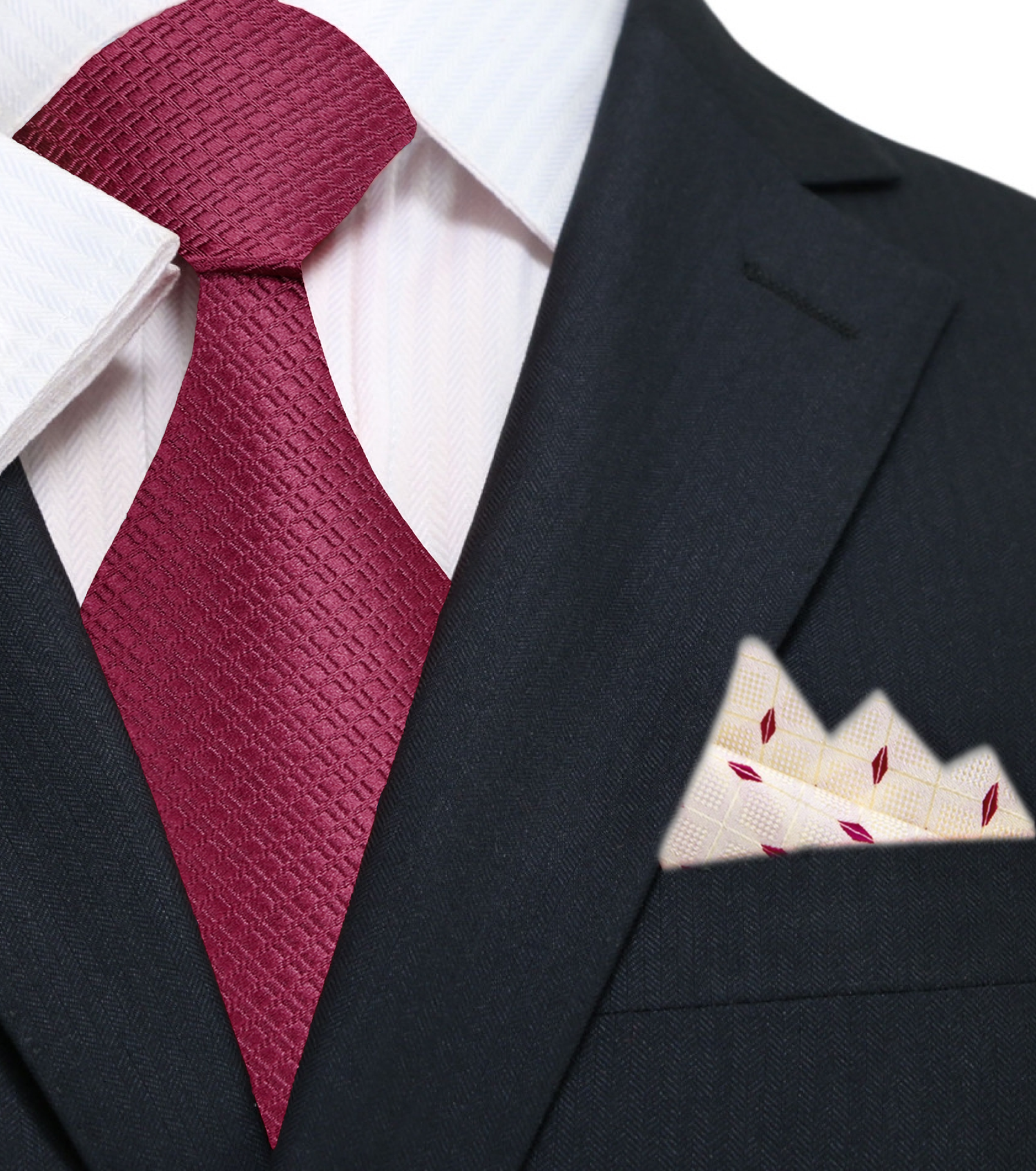 Main: Burgundy Tie with Accenting Square