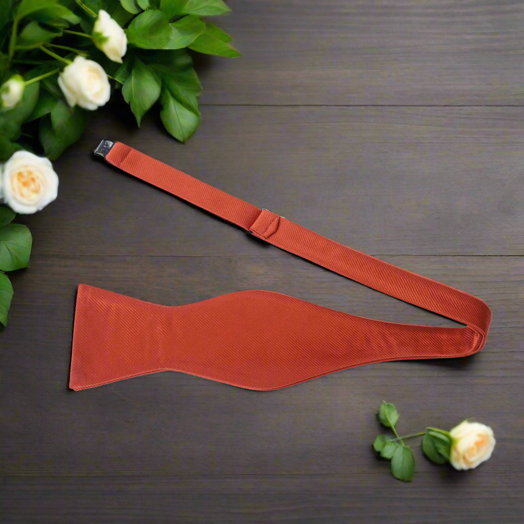 Solid Deep Orange Self Tie Bow Tie