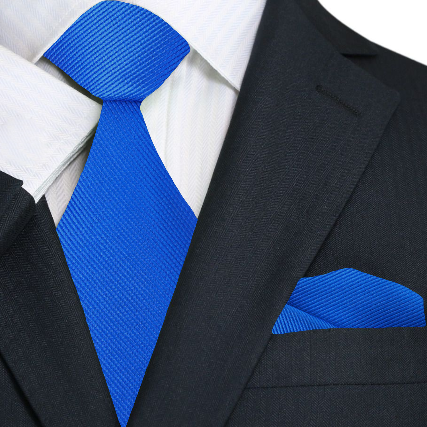 Solid Sky Blue Lined Tie and Square