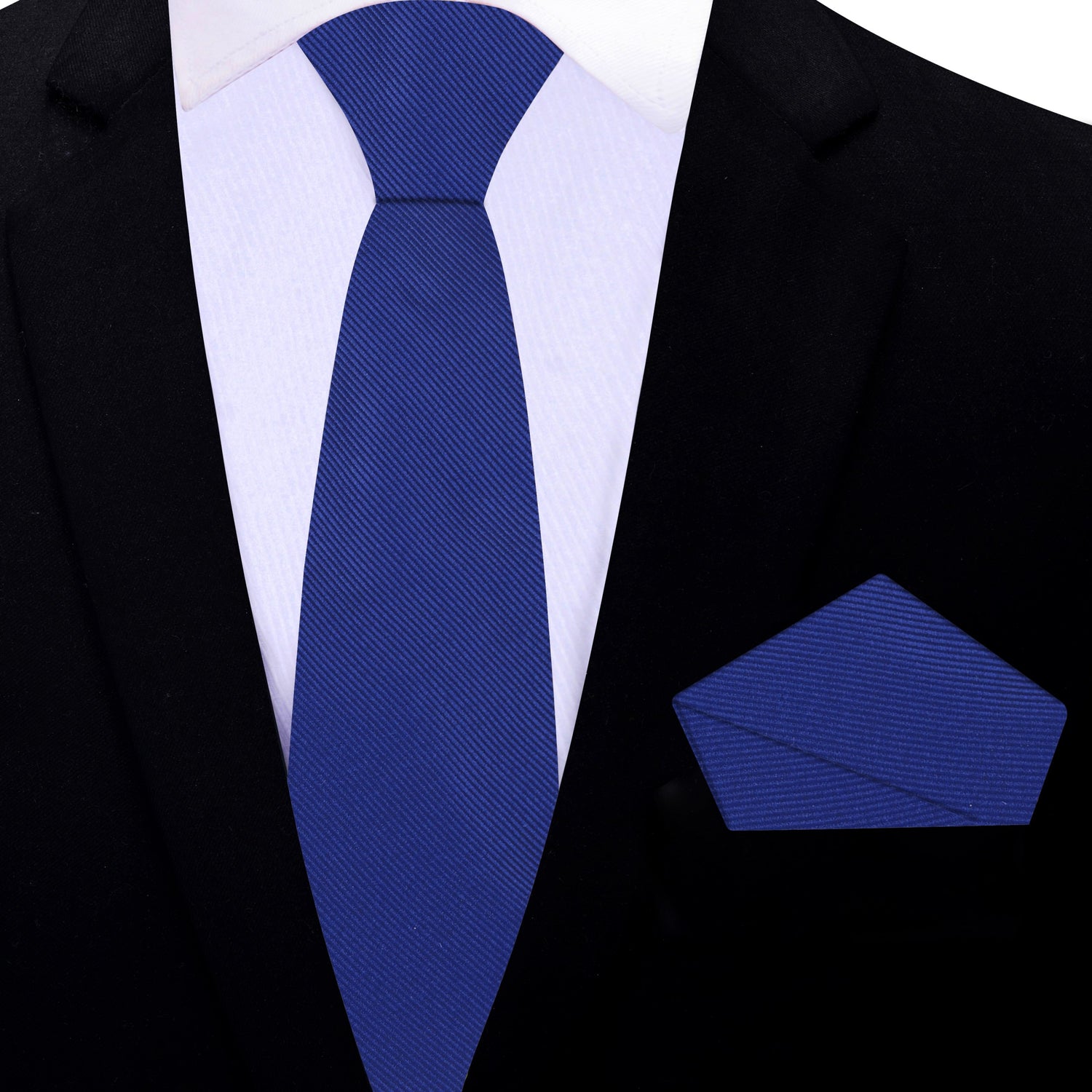 Thin Tie: Navy Blue Tie with Matching Pocket Square