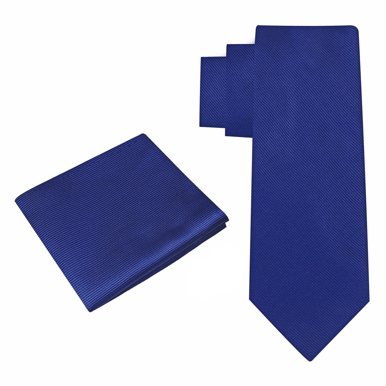 Alt View: Navy Blue Tie with Matching Pocket Square