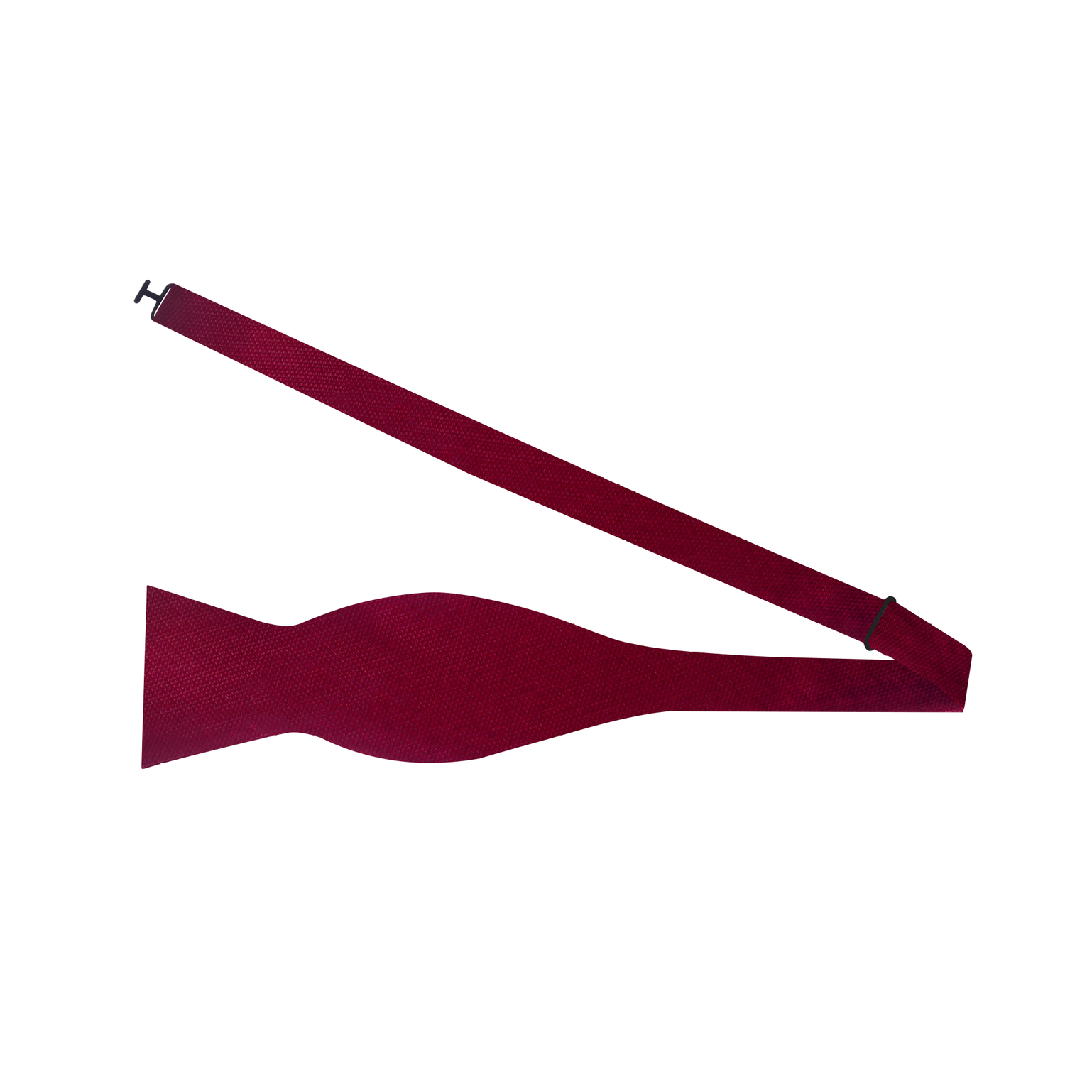 View 2: A Solid Burgundy With Small Check Texture Pattern Silk Self Tie Bow Tie