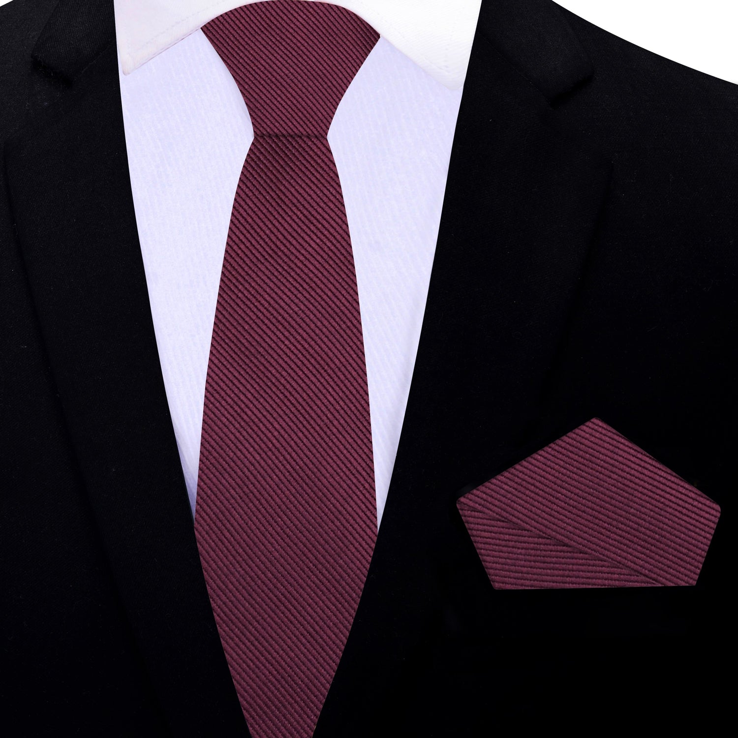 Thin Tie: Deep Malbec Solid Necktie and Matching Square