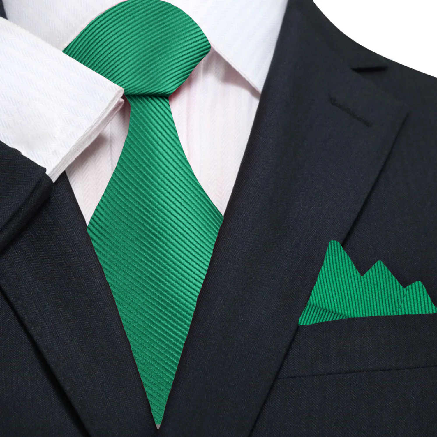 Solid Green Necktie and Square