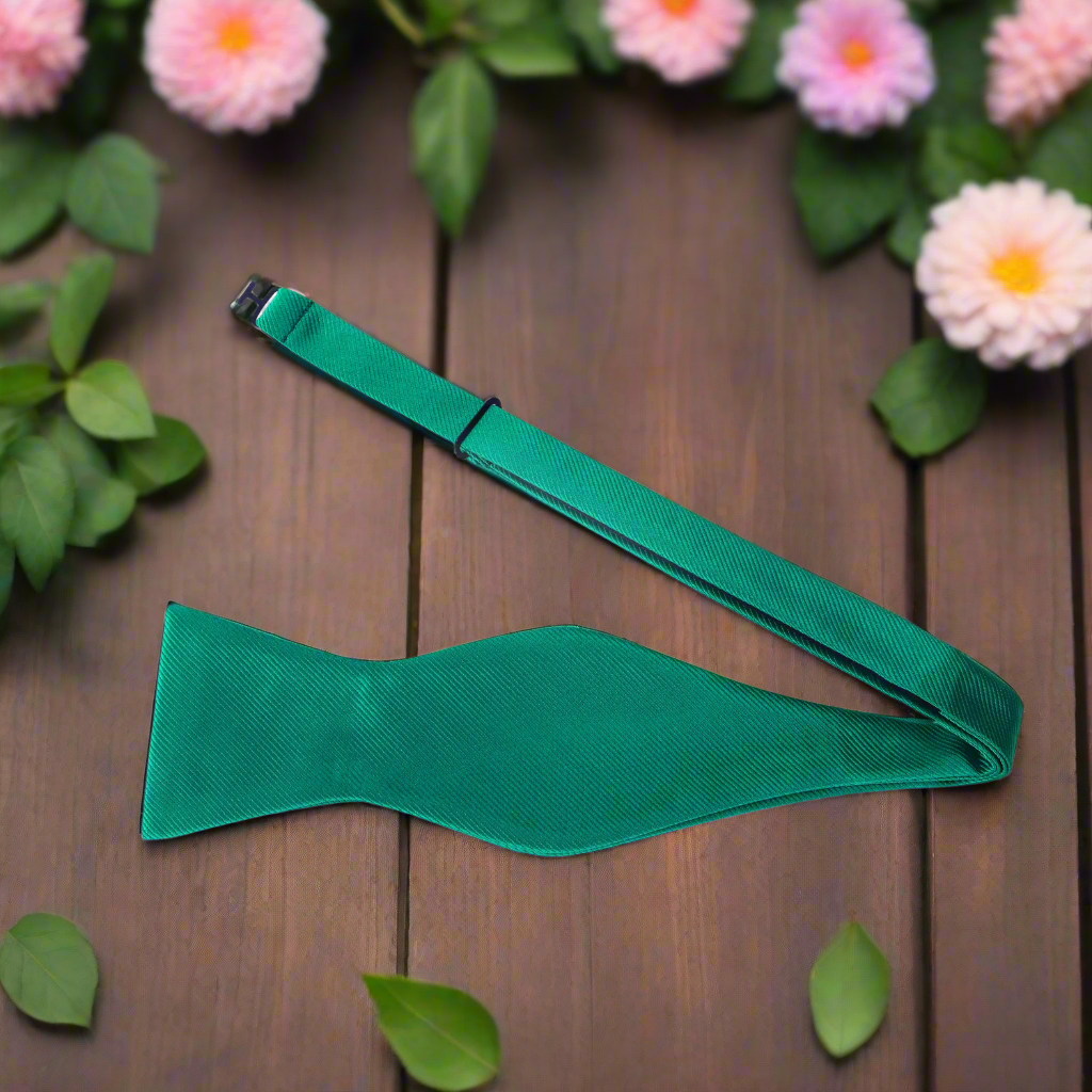 Solid Green Self Tie Bow Tie Main