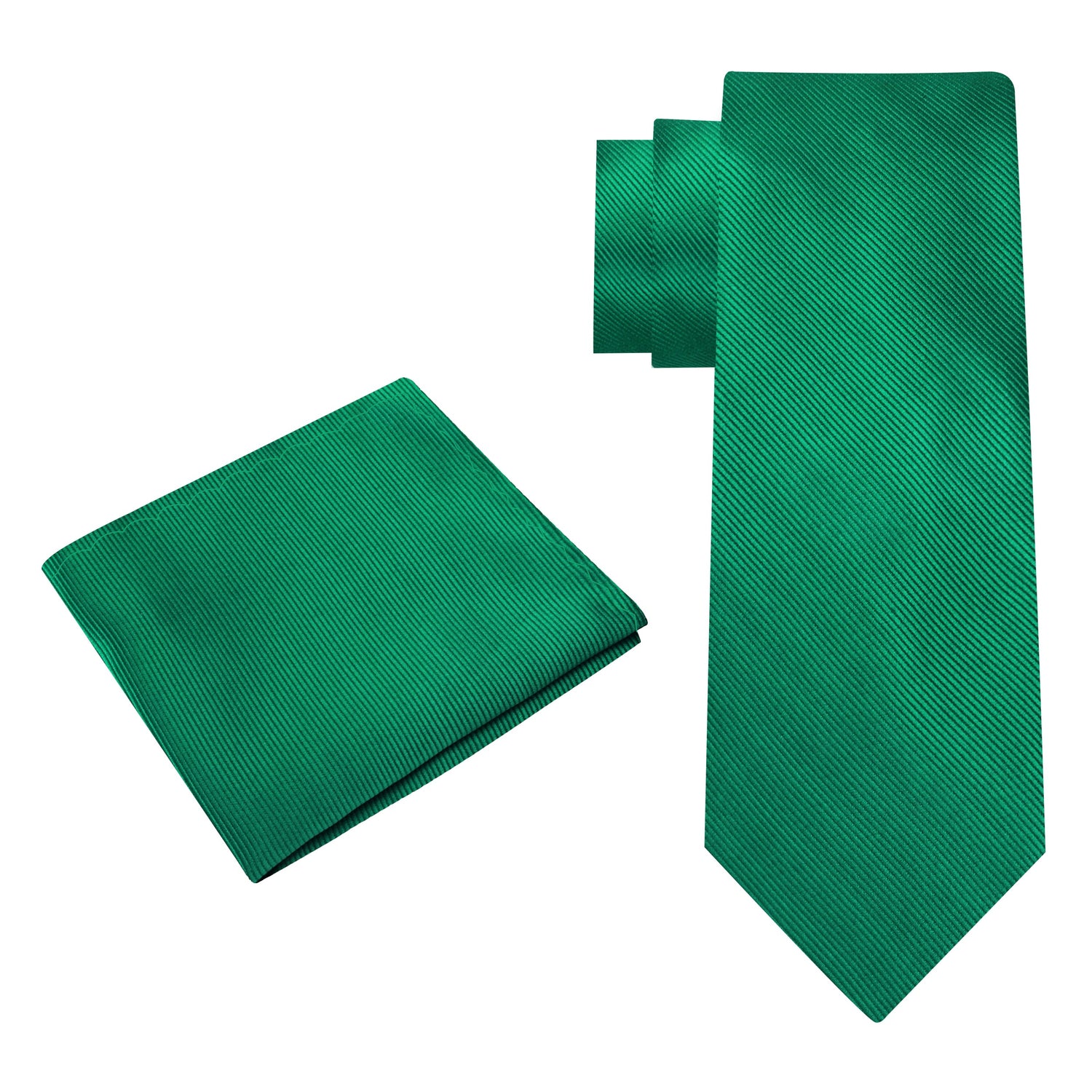 Alt View: Solid Green Necktie with Grey and Square