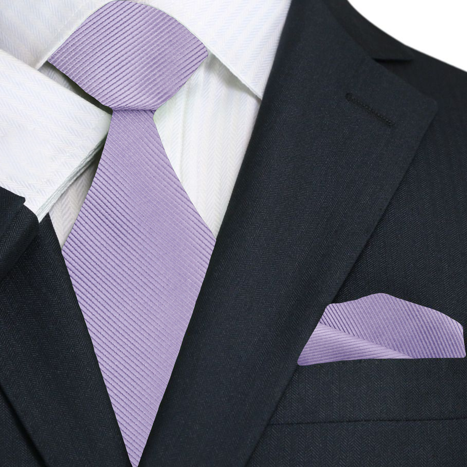 Solid Grey Lined Tie and Pocket Square