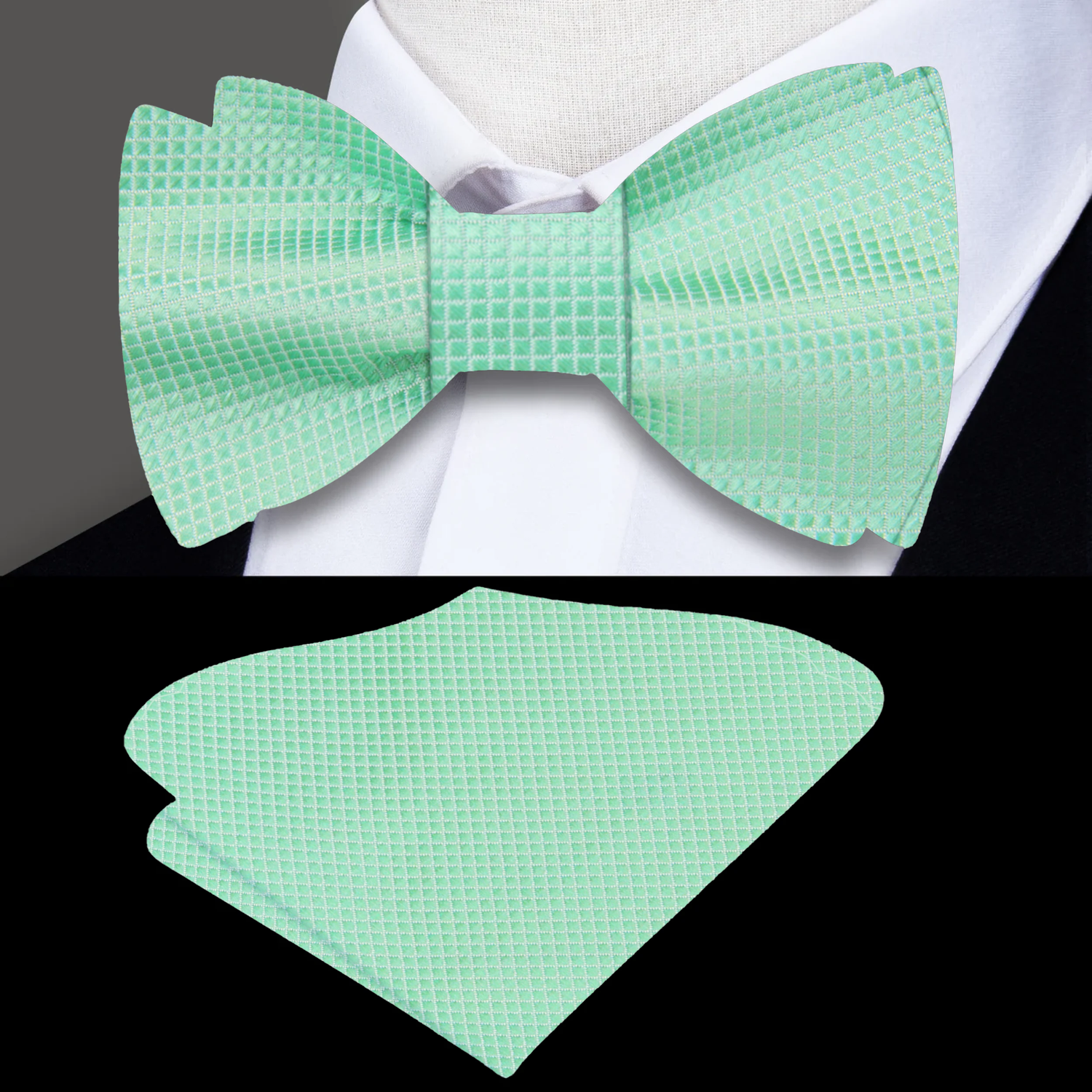 Kids Solid Mint Blocks Bow Tie