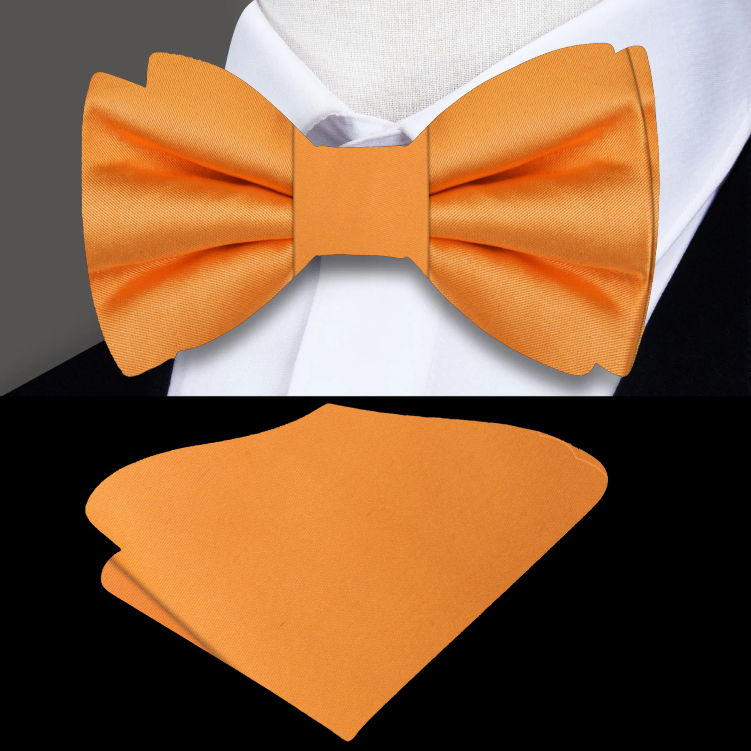 Solid Orange Bow Tie and Solid Square