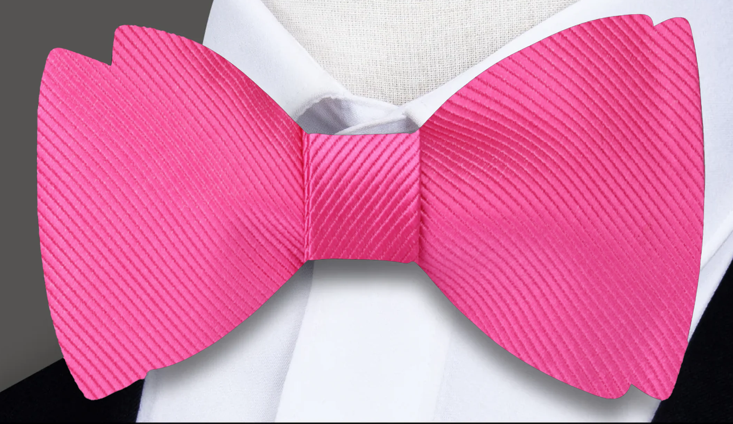 Solid Pink Lined Bow Tie