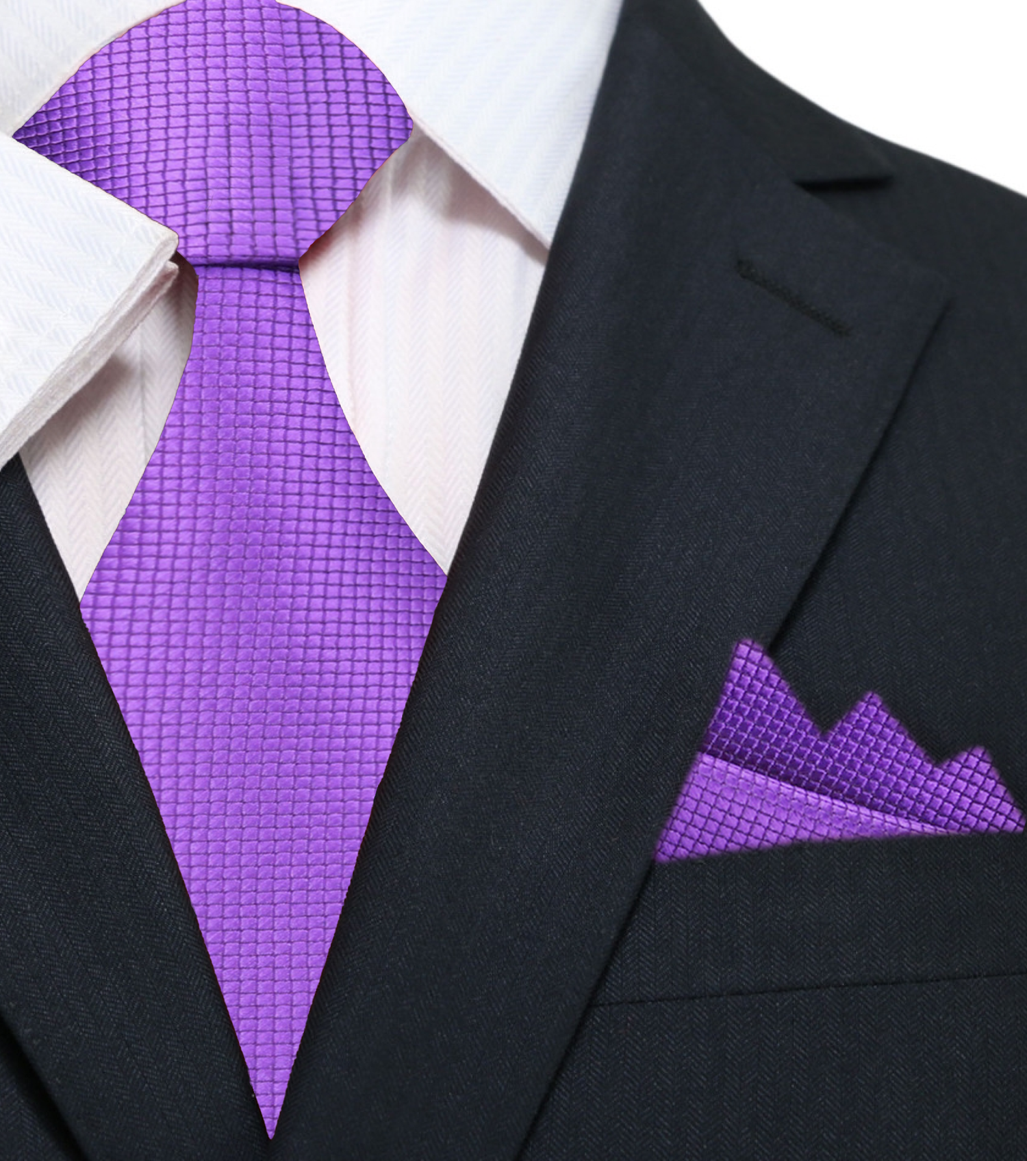 Solid Purple Blocks Necktie and Pocket Square