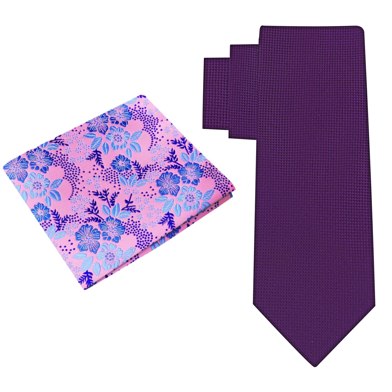 Alt View: Purple Tie with Pink, Blue, Purple Floral Square