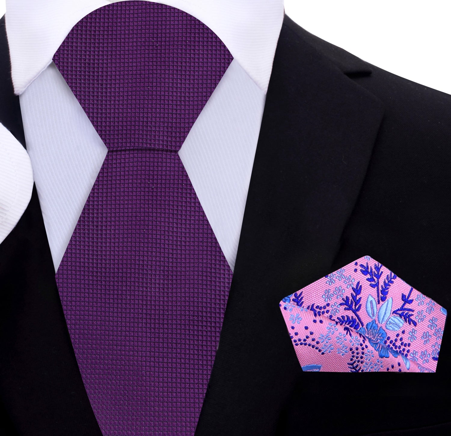 Purple Tie with Pink, Blue, Purple Floral Square