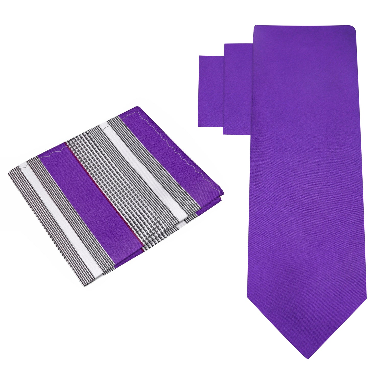 Alt View: Purple Tie with Accenting Black, White and Purple Stripe Square