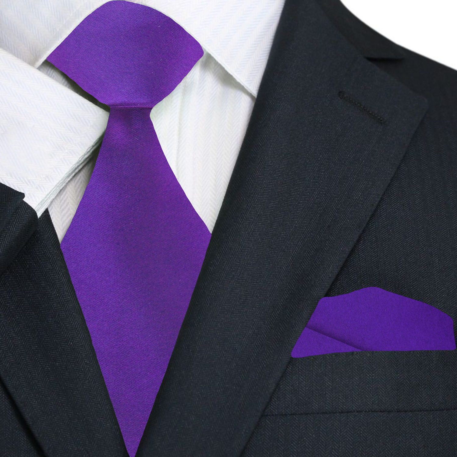 Purple Tie with Accenting Black, White and Square