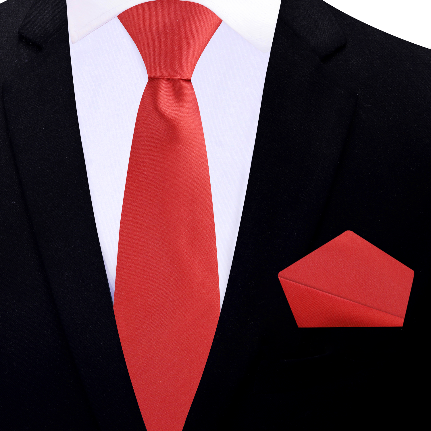 Thin:  Solid Red Necktie and Square