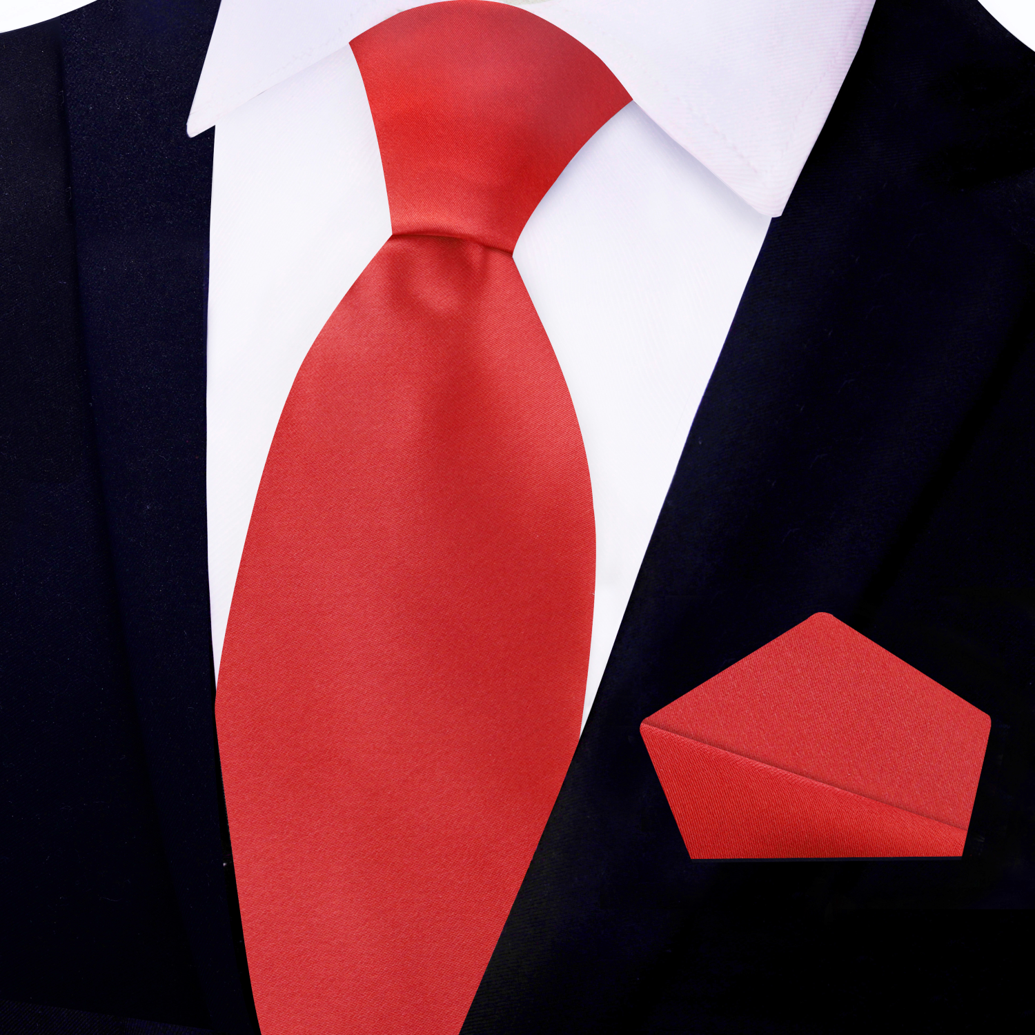  Solid Red Square Necktie and Square