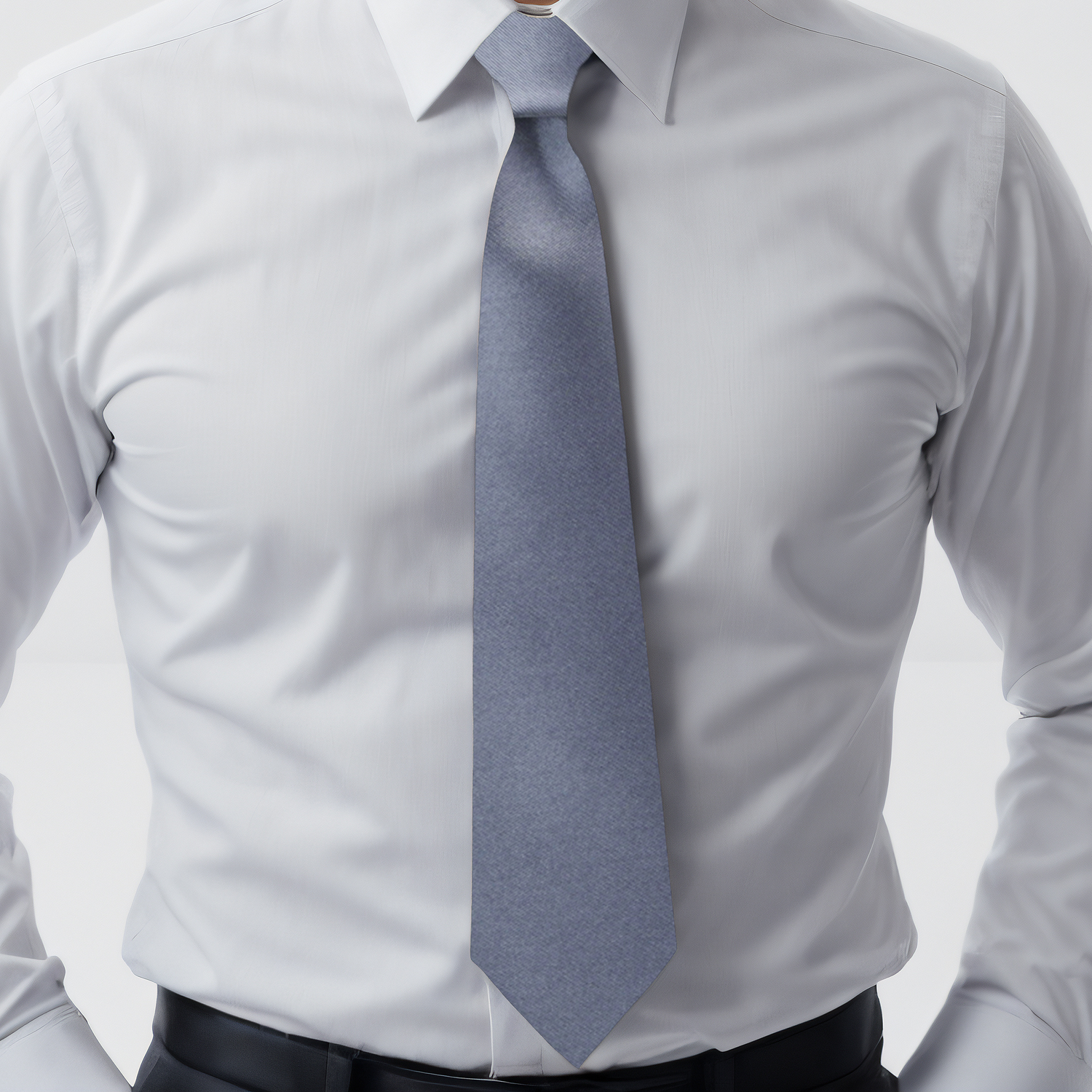 On Model: Grey Necktie and Matching Square