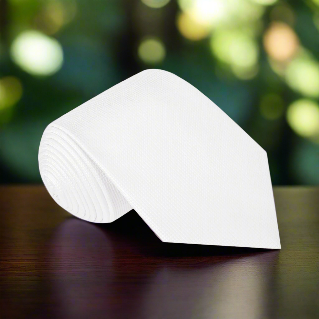 Solid White Blocks Necktie
