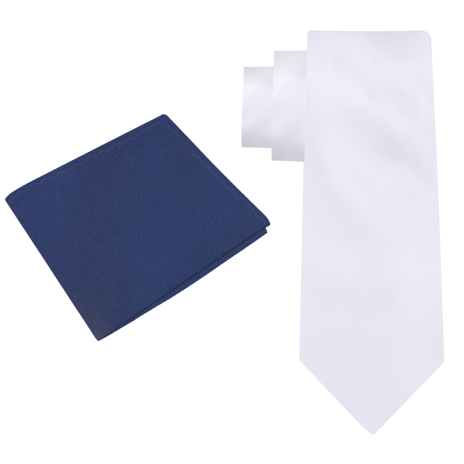 Alt View: Solid White Tie with Blue Square