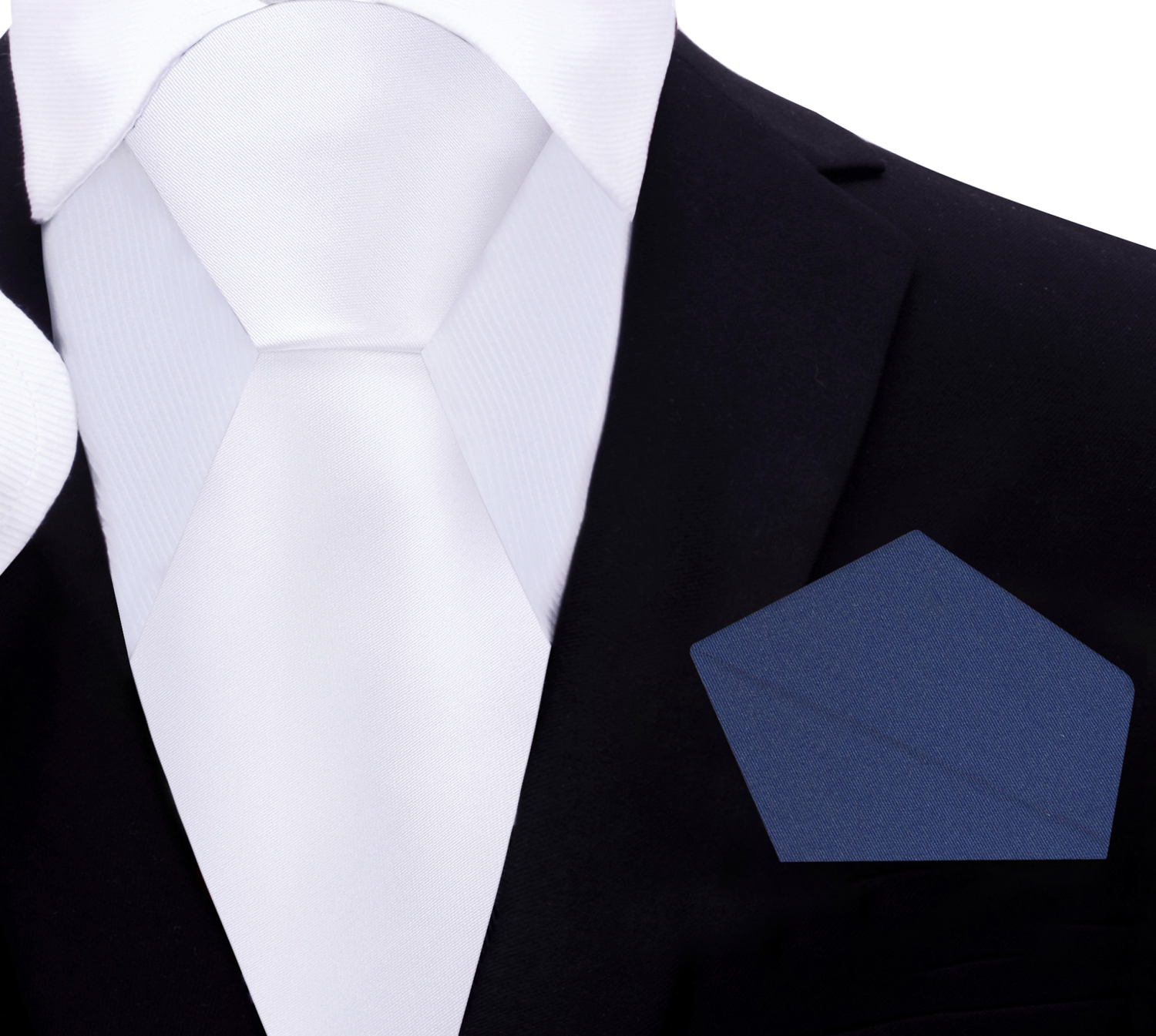 Solid White Tie with Blue Square