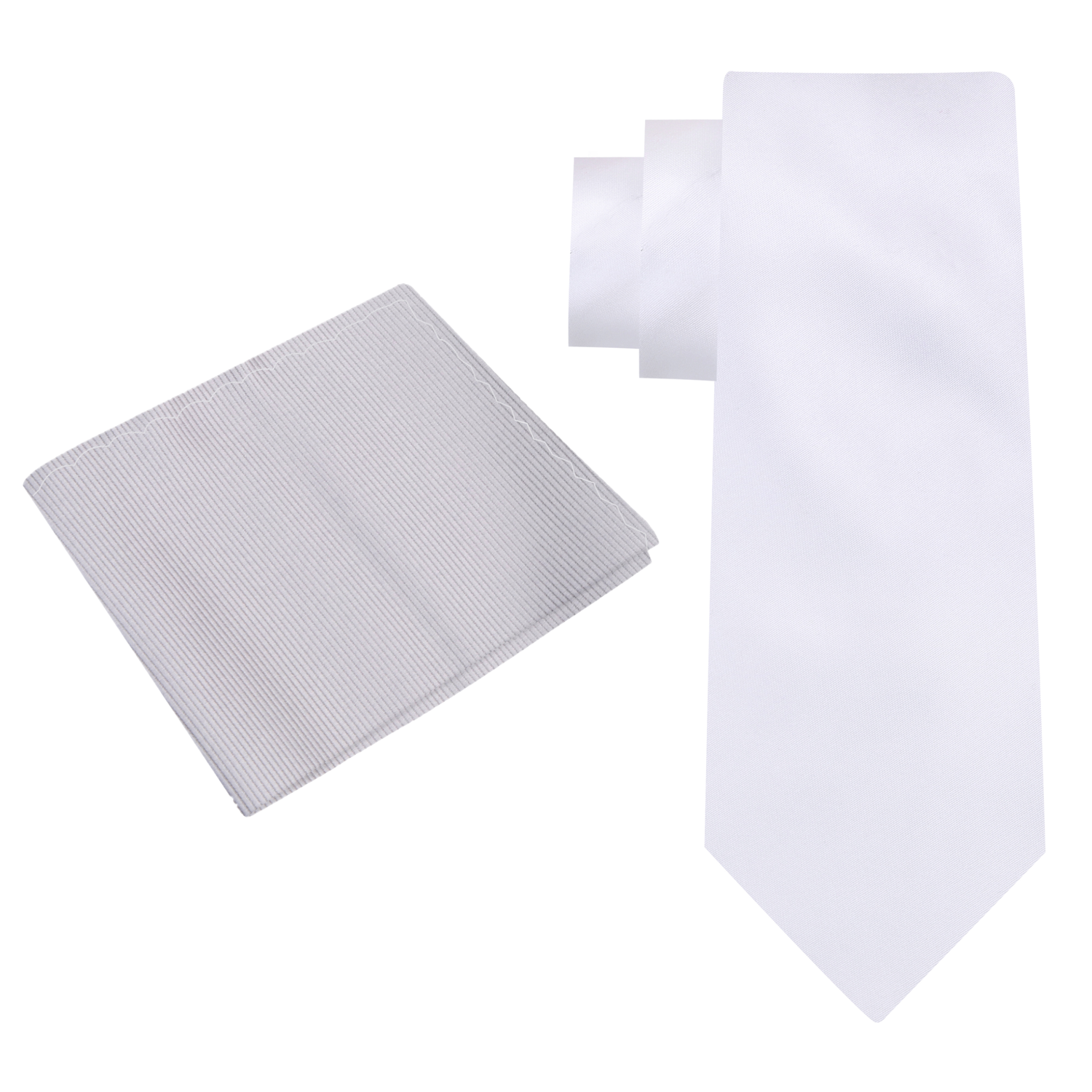 Alt View: Solid White Tie with Silver Square