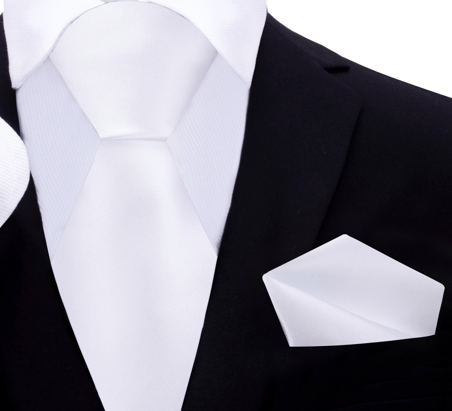 Solid White Tie with Matching Square
