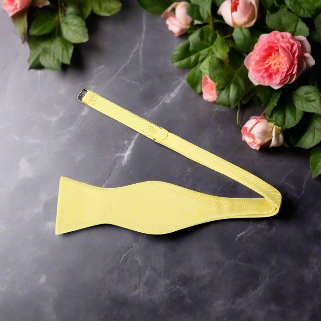 Solid Yellow Self Tie Bow Tie