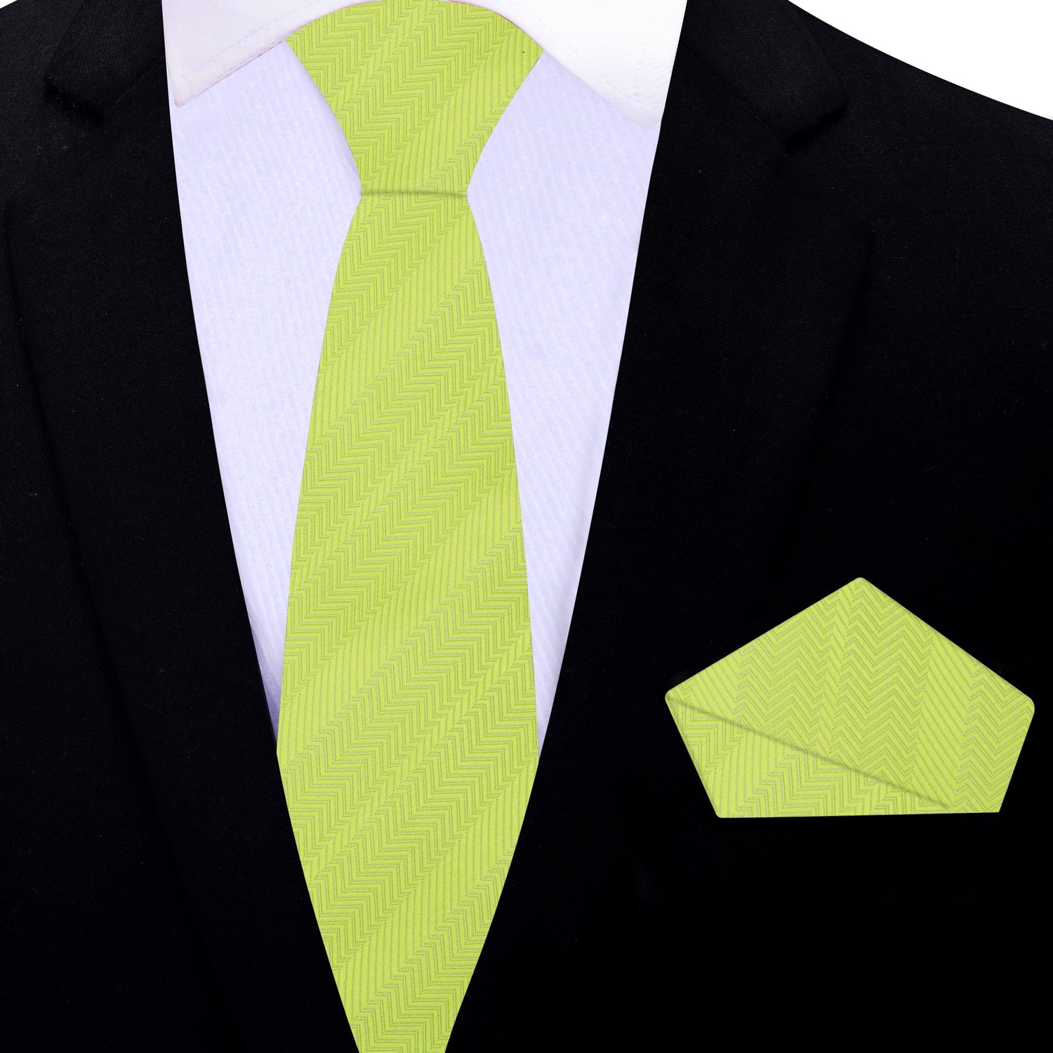 Alt View: Sophisticated Lime Green Necktie and Square