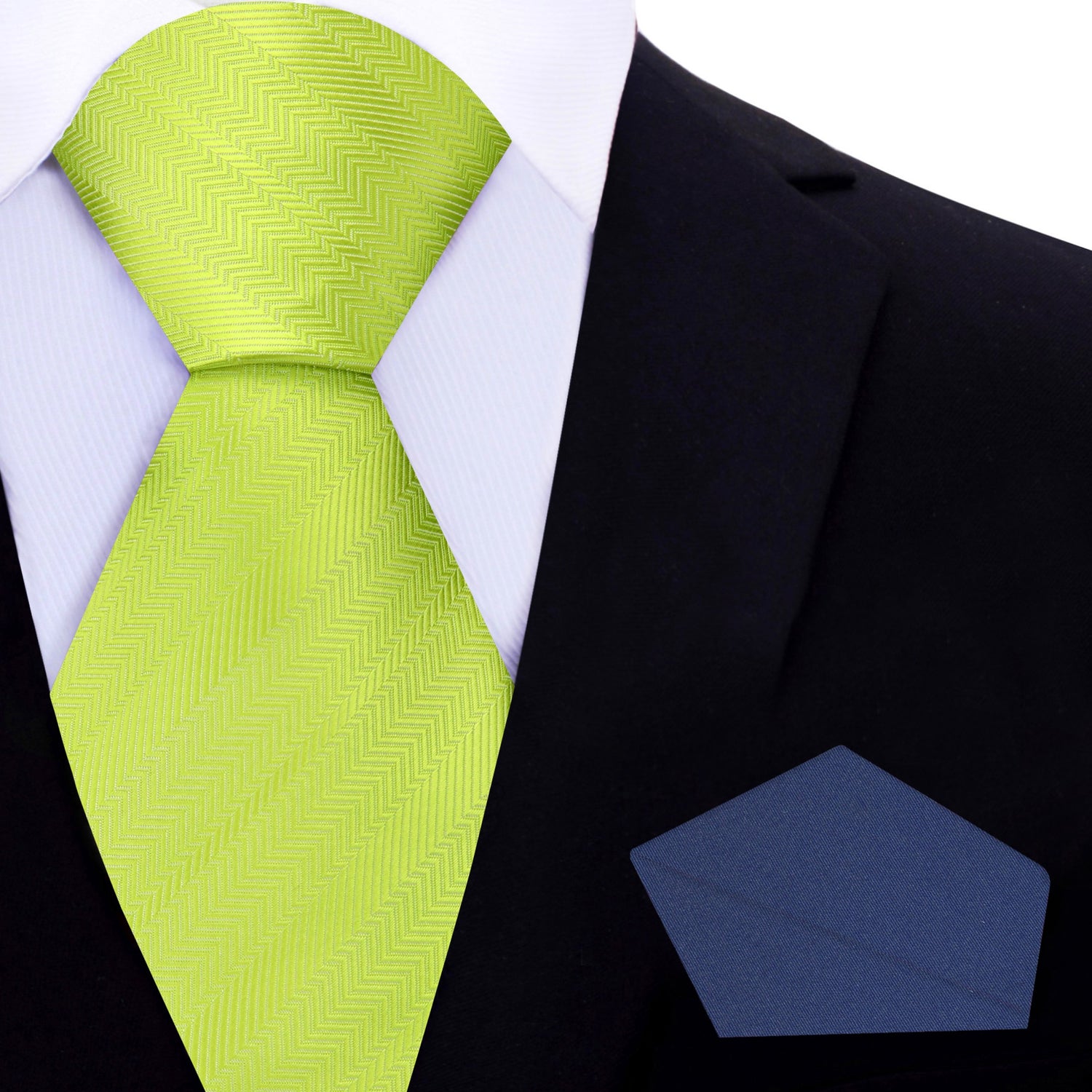 Sophisticated Lime Green Necktie and Blue Square