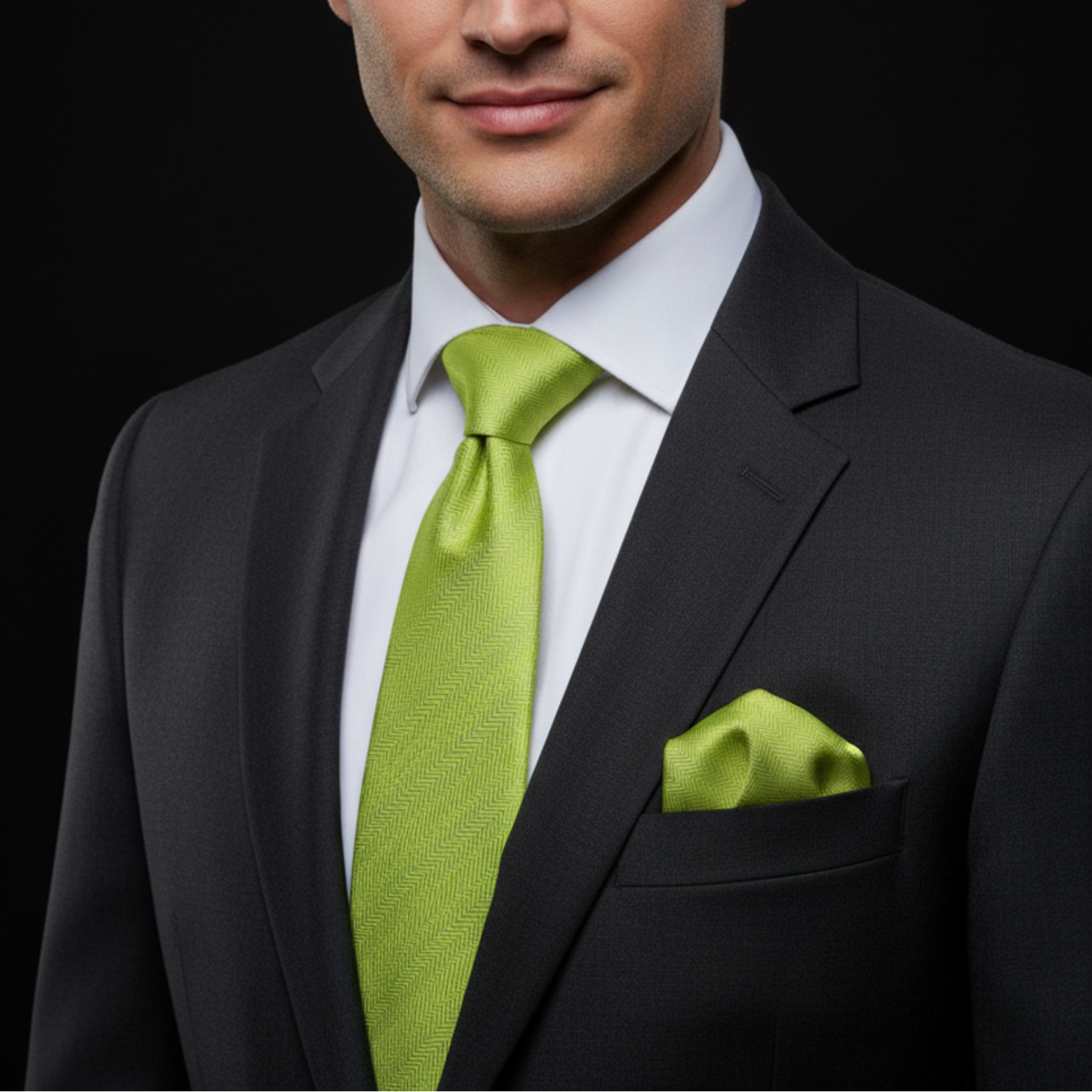 Solid Green with Chevron Texture Necktie Collection Solid Green with Chevron Texture Necktie Collection