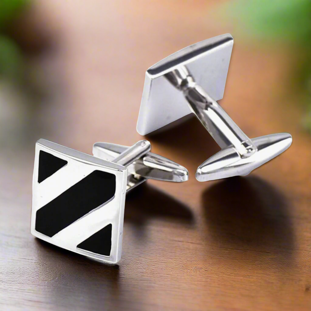 chrome black cufflinks