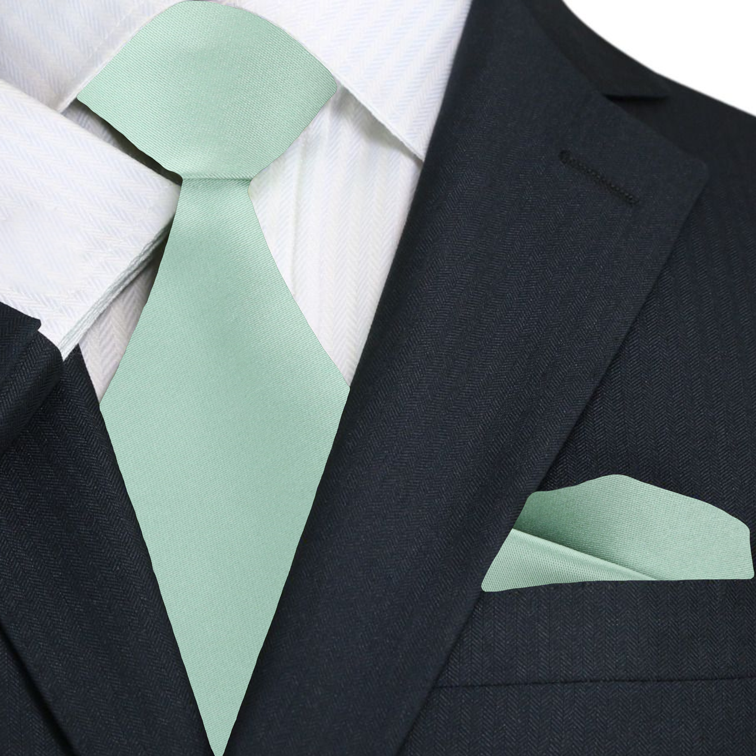 Main: Stone Pistachio Green Tie and Pocket Square