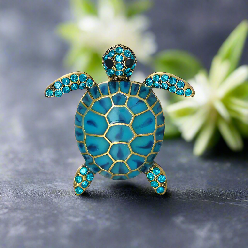Teal Sea Turtle Lapel Pin