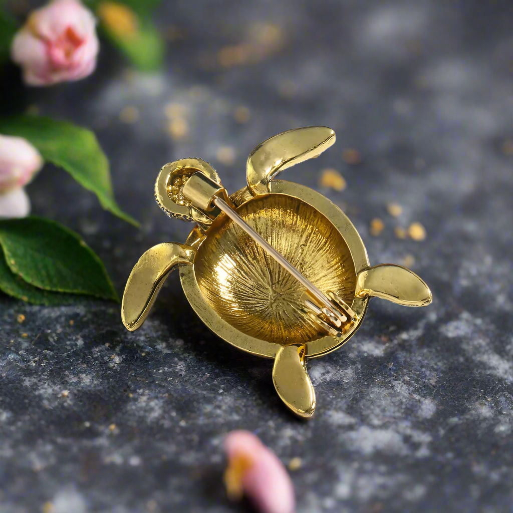 Teal Sea Turtle Lapel Pin Back Side