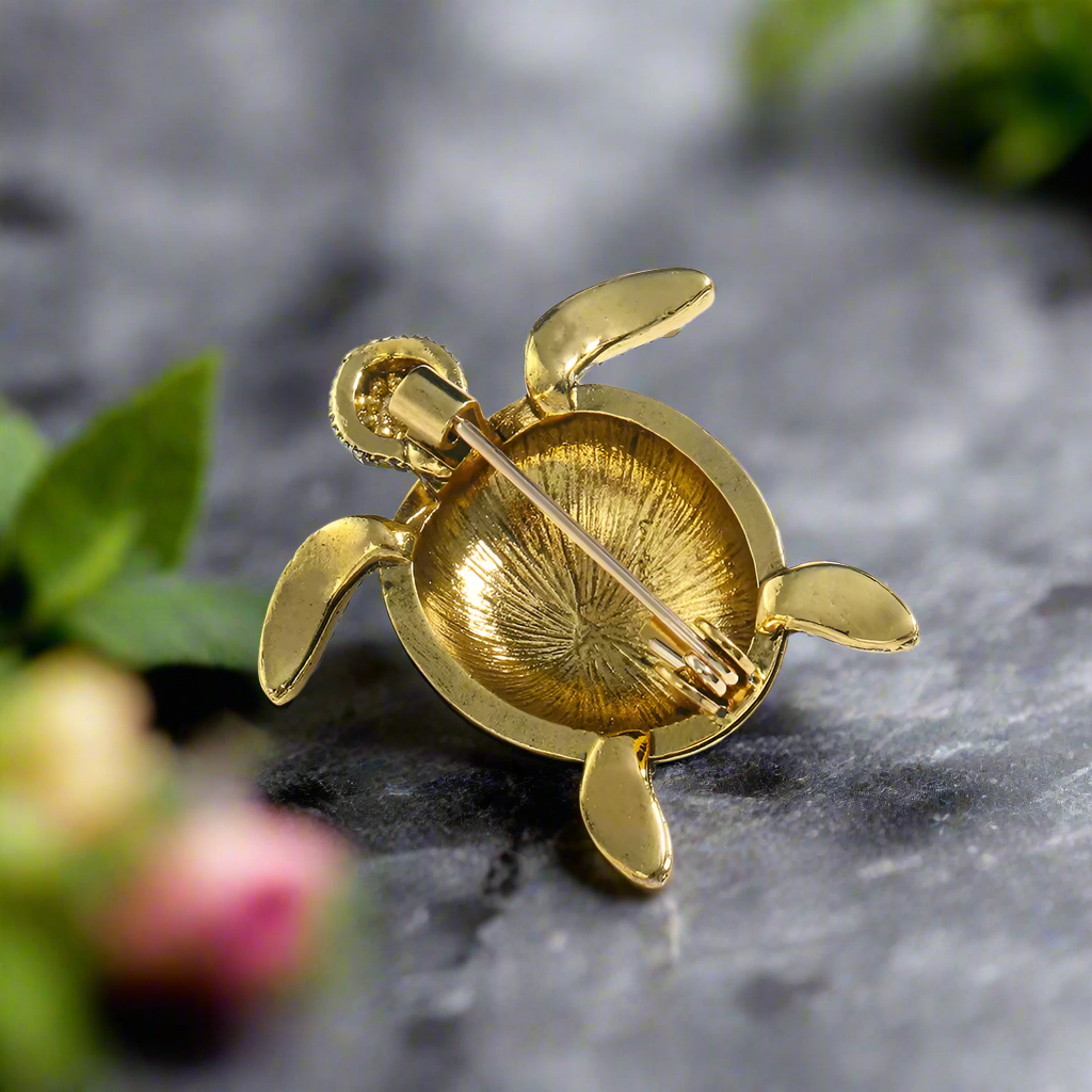 Back Yellow Red Turtle Lapel Pin