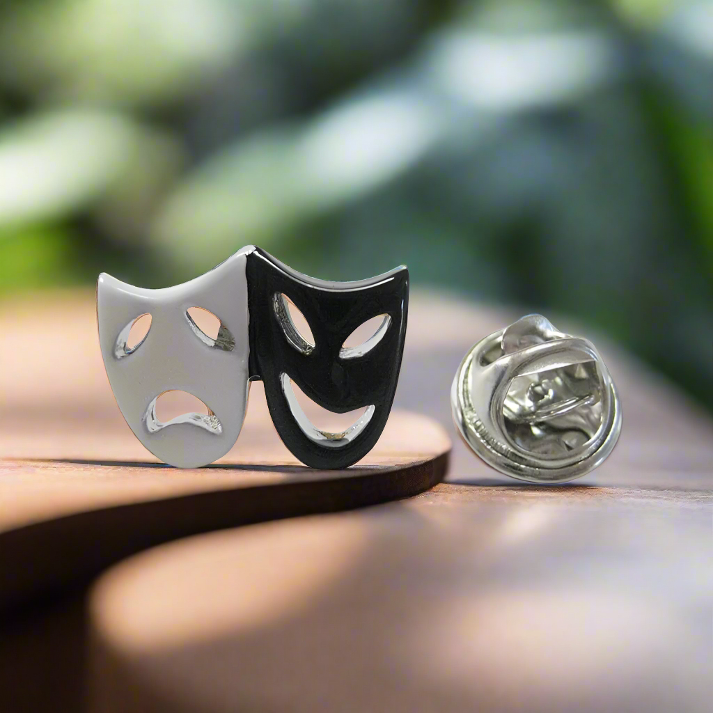 theater masks lapel pin