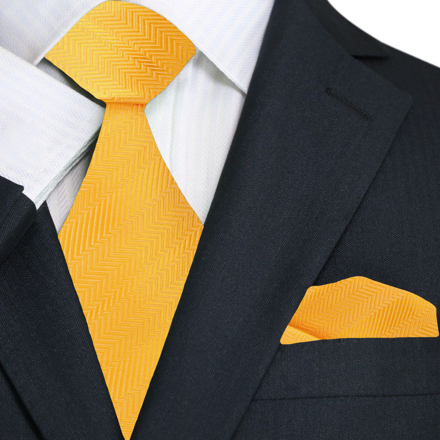 Main View: Tuscany Yellow Solid Necktie and Pocket Square