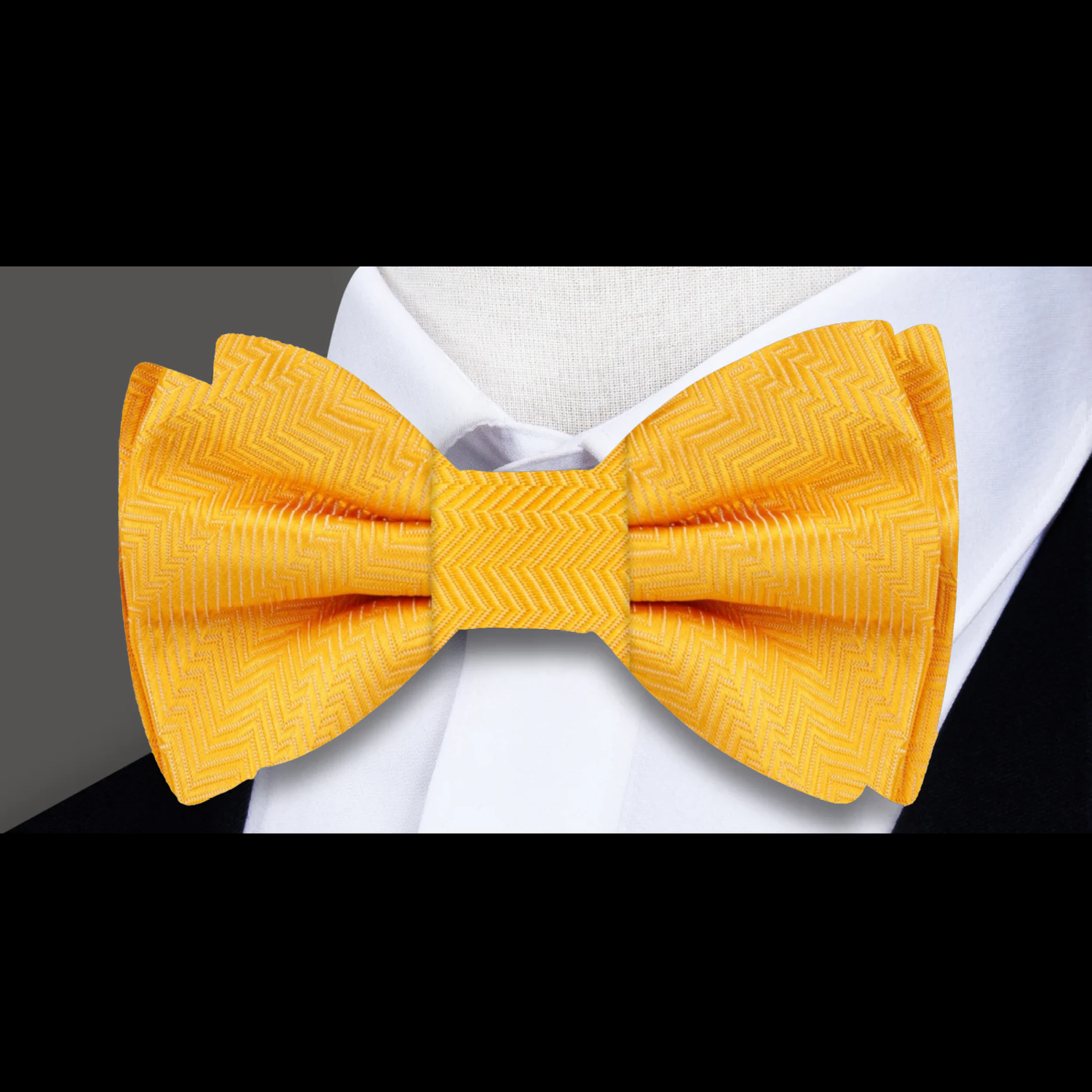 A Tuscany Yellow Solid Pattern Self Tie Bow Tie Single