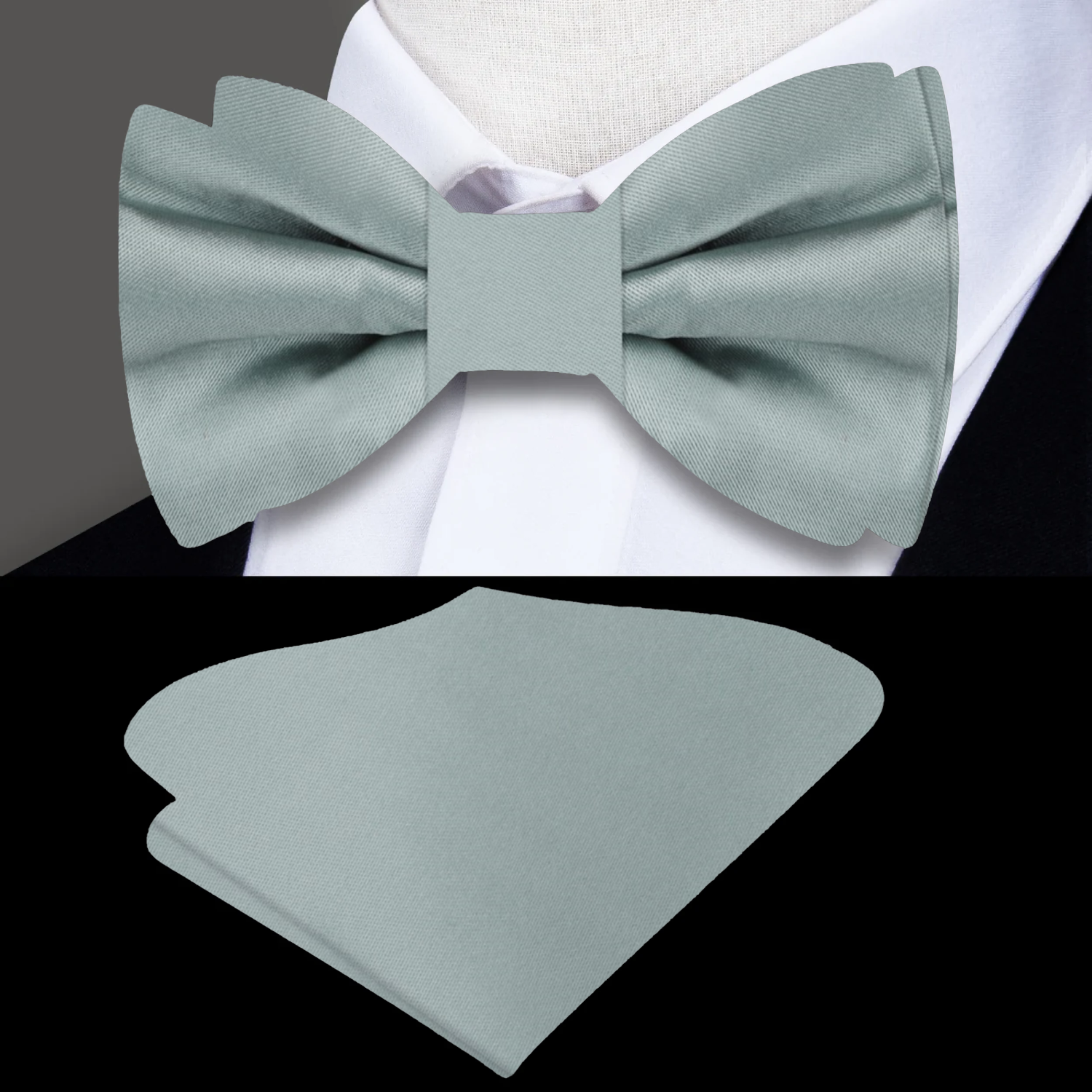 Solid Glossy Viridian Green Bow Tie and Square