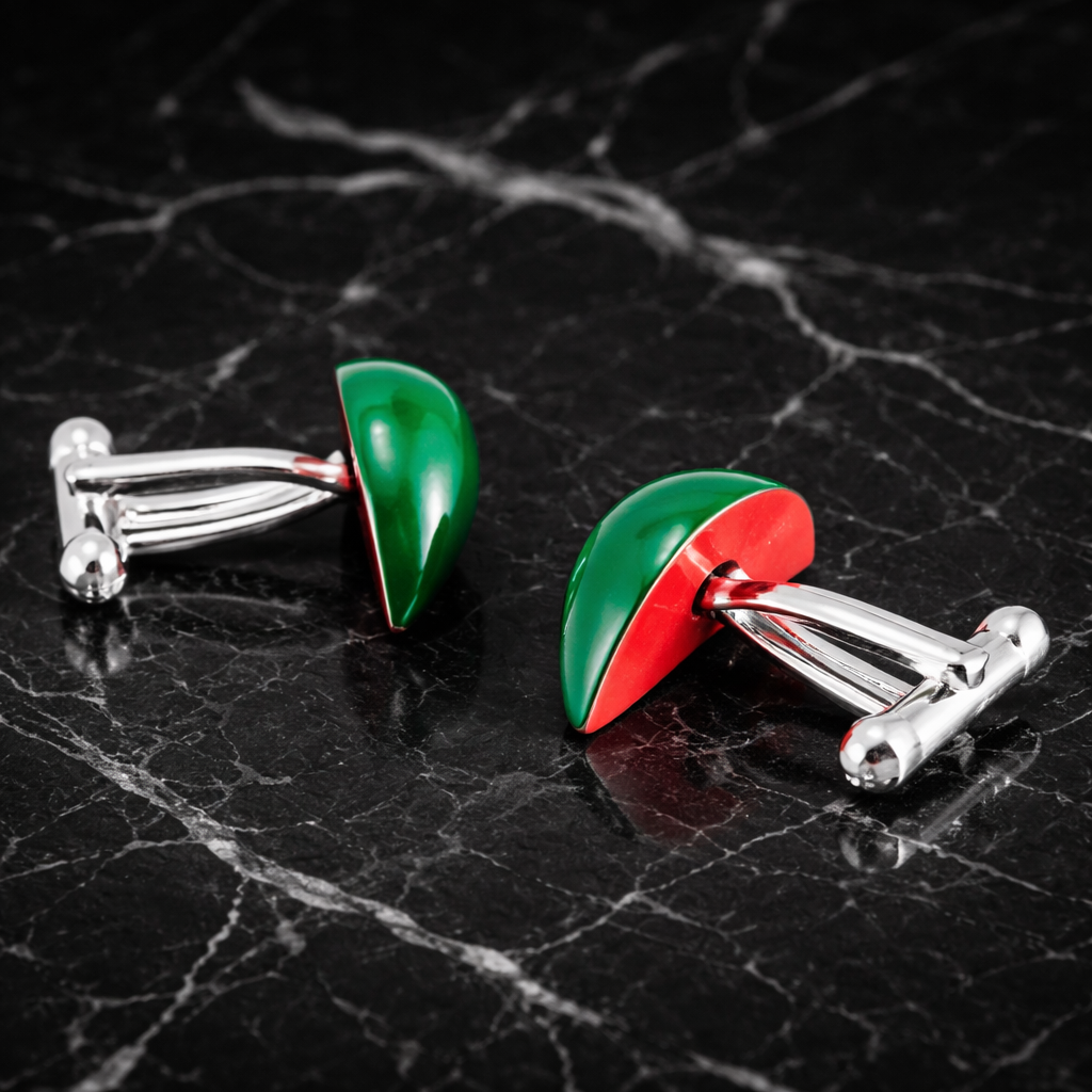 Watermelon cufflinks on marble