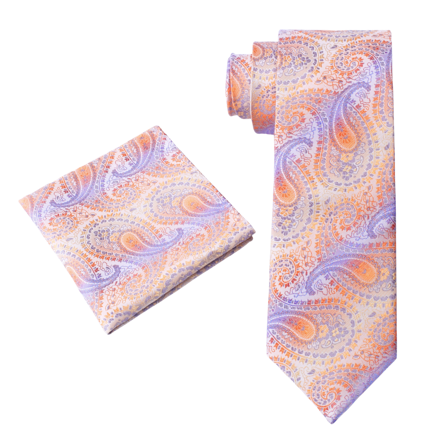 Alt View: Shades of Pastel Orange and Purple Paisley with Matching Square