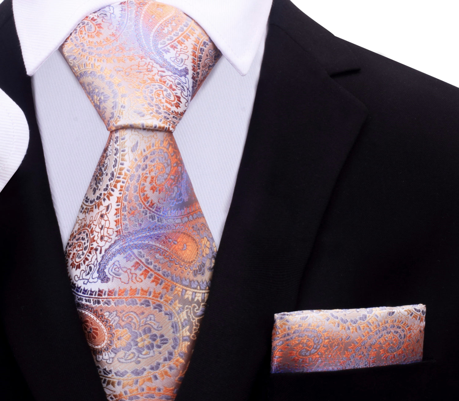 Shades of Pastel Orange and Purple Paisley with Matching Square