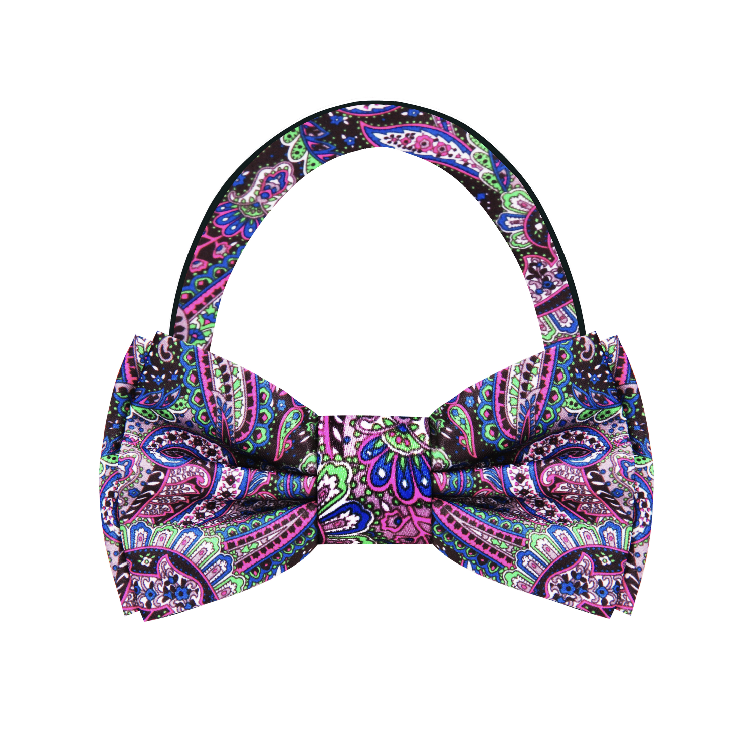 Blue Green Pink Paisley Bow Tie Pre Tied