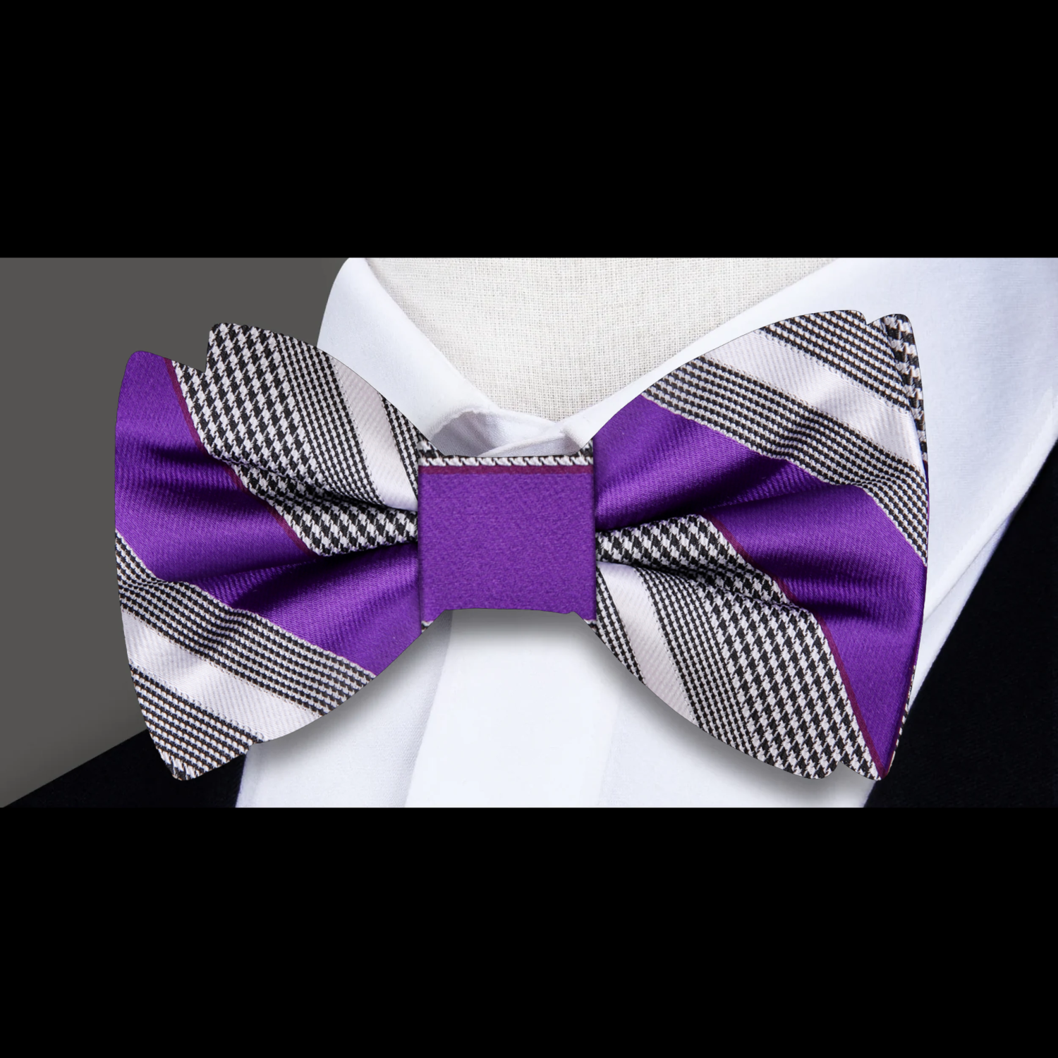 Purple Stripe Bow Tie 