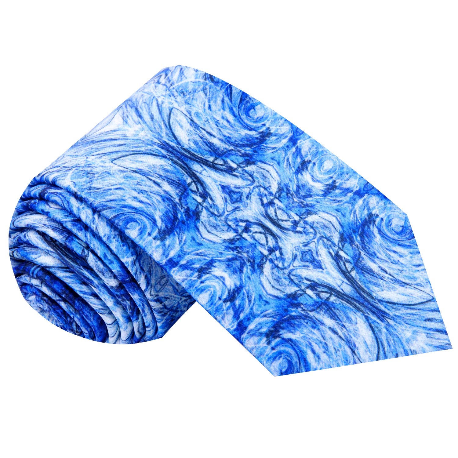 White Blue Abstract Tie 