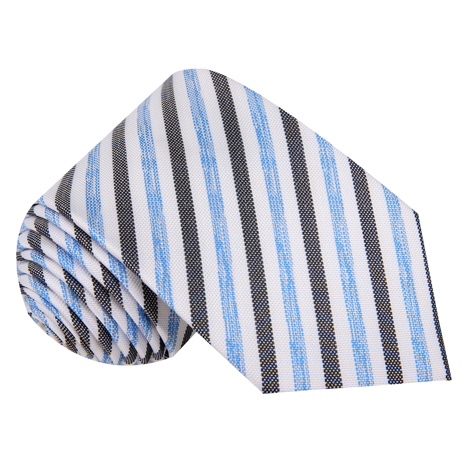 White, Blue, Black Stripe Necktie 