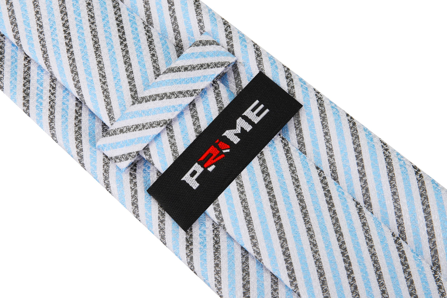White, Light Blue, Charcoal Stripe Necktie Keep